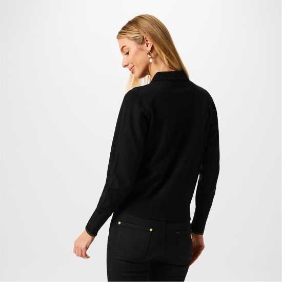 Biba Плетена Жилетка Zip Up Cardigan Черно Дамски пуловери и жилетки