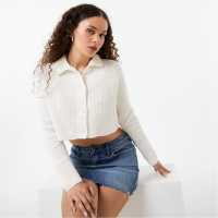 Плетена Жилетка Jack Wills Boxy Polo Cardigan Vintage White Дамски пуловери и жилетки