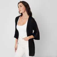 Плетена Жилетка Be You Lace Detail Cardigan Черно Дамски пуловери и жилетки