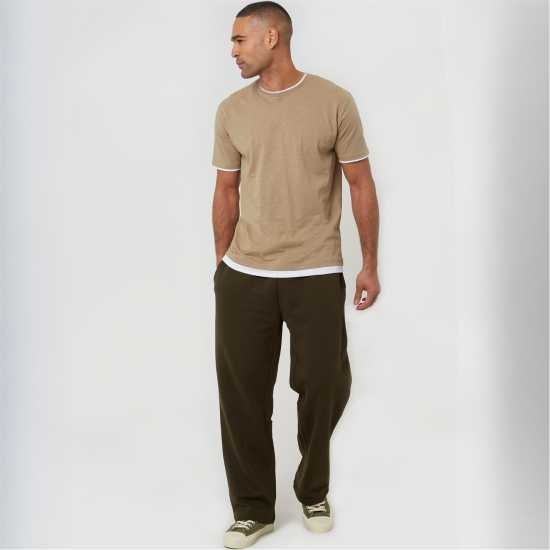 Brave Soul Мъжко Спортно Долнище Wide Leg Joggers Mens Khaki Brave Soul Мъжко Спортно Долнище Wide Leg Joggers Mens Khaki