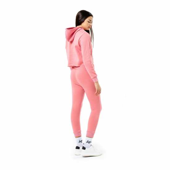 Hype Kids Crop Pullover Hoodie And Jogger Set Pink Детски спортни екипи