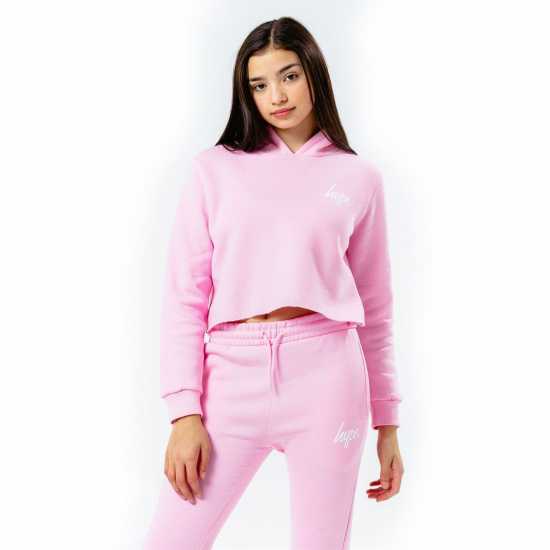 Hype Kids Crop Pullover Hoodie And Jogger Set Розово Детски спортни екипи