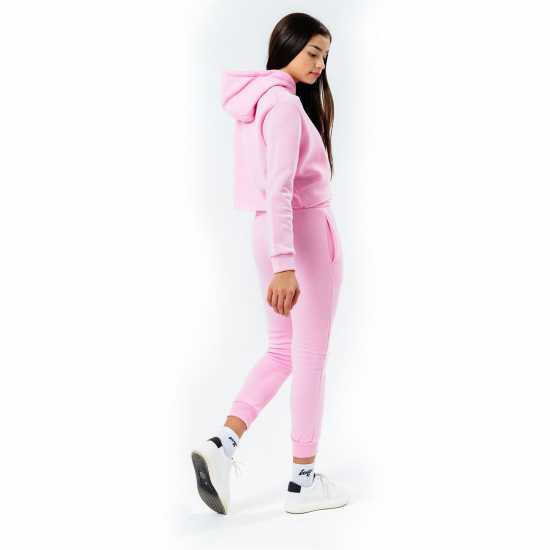 Hype Kids Crop Pullover Hoodie And Jogger Set Розово Детски спортни екипи