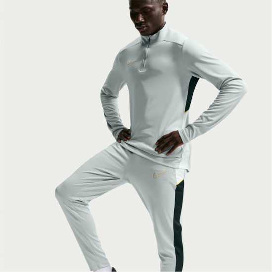 Nike Мъжки Анцуг Academy Zippered Tracksuit Bottoms Mens Grey/Gold 