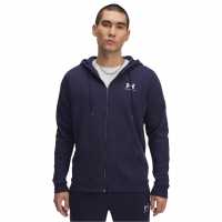 Under Armour Icon Fleece Taping Full-Zip Hoodie Полунощно синьо/Бяло 