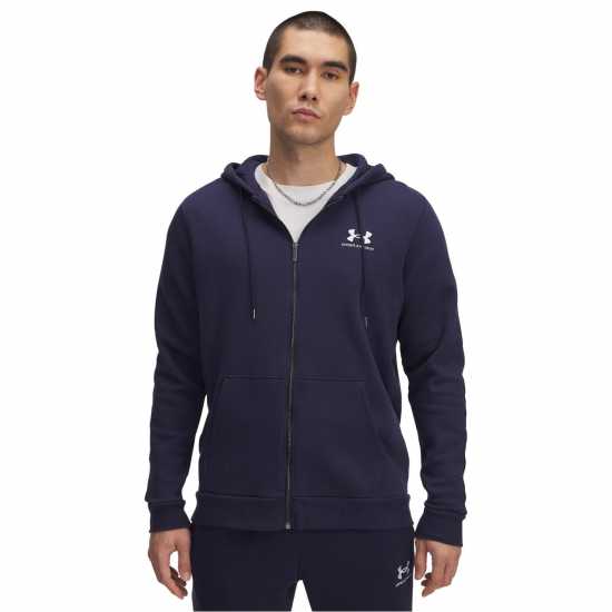 Under Armour Icon Fleece Taping Full-Zip Hoodie Полунощно синьо/Бяло Under Armour Icon Fleece Taping Full-Zip Hoodie Полунощно синьо/Бяло