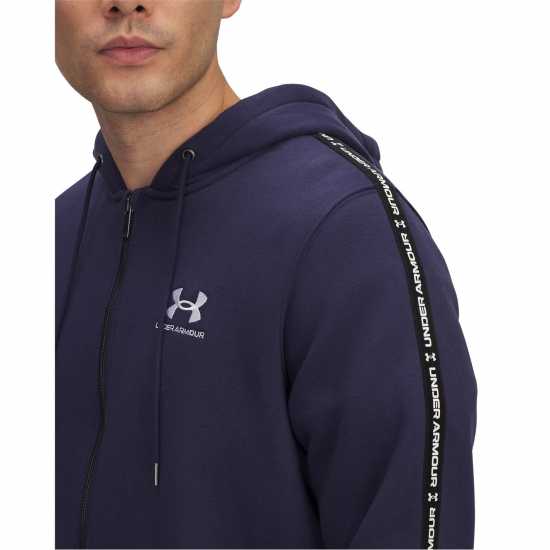 Under Armour Icon Fleece Taping Full-Zip Hoodie Полунощно синьо/Бяло Under Armour Icon Fleece Taping Full-Zip Hoodie Полунощно синьо/Бяло