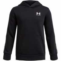 Under Armour Icon Fleece Taping Hoodie Juniors Черно/бяло Детски суитчъри и блузи с качулки