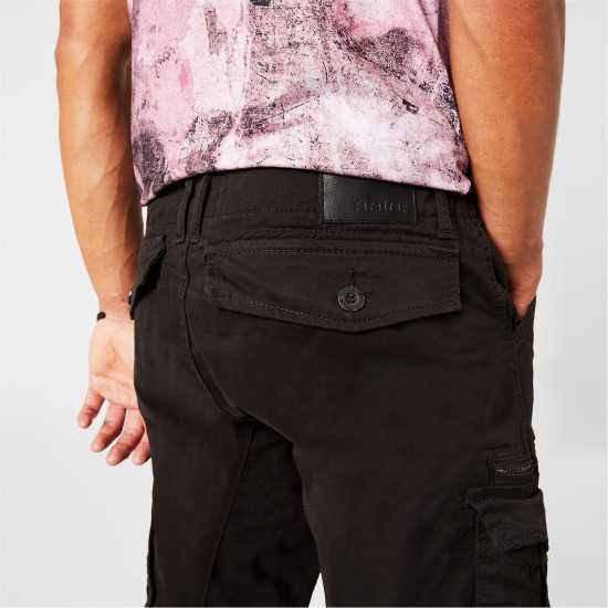 Firetrap Мъжки Панталони Cargo Trouser Mens Прайте черно Мъжки панталони чино