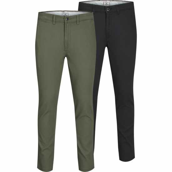 Мъжки панталони чино Мъжки Панталони Jack And Jones 2-Pack Marco Chino Trouser Mens Черно/Олива Мъжки Панталони Jack And Jones 2-Pack Marco Chino Trouser Mens Черно/Олива Мъжки панталони чино