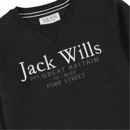 Блуза Обло Деколте Jack Wills Crew Neck Sweatshirt Black Детски горнища и пуловери
