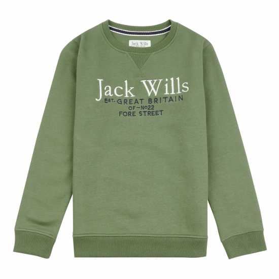 Блуза Обло Деколте Jack Wills Crew Neck Sweatshirt Olivine Детски горнища и пуловери