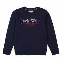 Блуза Обло Деколте Jack Wills Crew Neck Sweatshirt Navy Детски горнища и пуловери