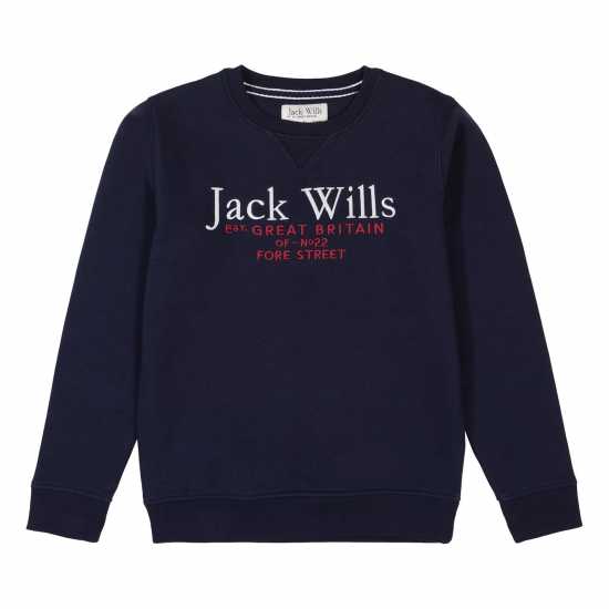 Блуза Обло Деколте Jack Wills Crew Neck Sweatshirt Navy Детски горнища и пуловери