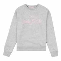 Блуза Обло Деколте Jack Wills Kids Girls Script Crew Neck Sweatshirt Grey Heather Детски горнища и пуловери