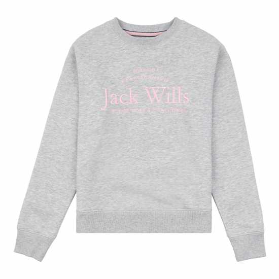 Блуза Обло Деколте Jack Wills Kids Girls Script Crew Neck Sweatshirt Сива Хизър Детски горнища и пуловери