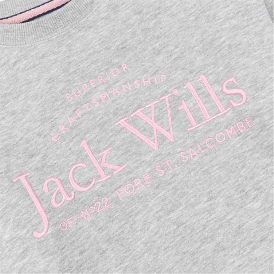 Блуза Обло Деколте Jack Wills Kids Girls Script Crew Neck Sweatshirt Grey Heather Детски горнища и пуловери