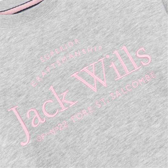 Блуза Обло Деколте Jack Wills Kids Girls Script Crew Neck Sweatshirt Сива Хизър Детски горнища и пуловери