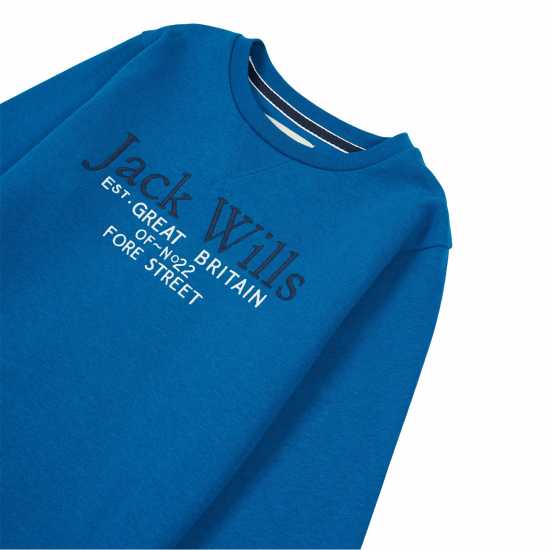Jack Wills Script Crew Sweatshirt Junior Boys Blue Sapphire Детски горнища и пуловери