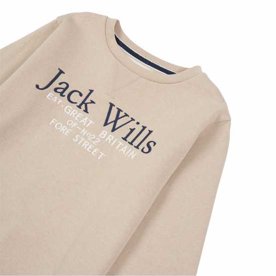 Jack Wills Script Crew Sweatshirt Junior Boys Simply Taupe Детски горнища и пуловери