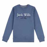 Jack Wills Jw Script Lb Crew Jn99 China Blue Детски горнища и пуловери