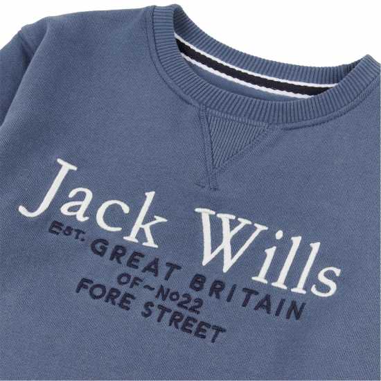 Jack Wills Jw Script Lb Crew Jn99 China Blue - Детски горнища и пуловери