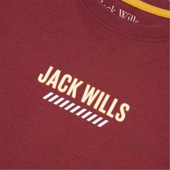 Jack Wills Ski Long Sleeve T-Shirt Burgundy Детски горнища и пуловери