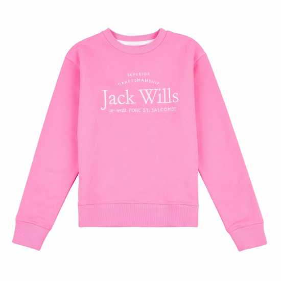Jack Wills Jw Script Bb Crew Jn99 Sachet Pink Детски горнища и пуловери