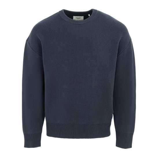 Firetrap Crew Neck Sweater Knitted Jumper Men Морска синьо Мъжки горнища на анцуг