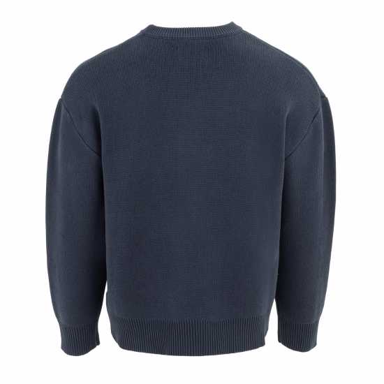 Firetrap Crew Neck Sweater Knitted Jumper Men Морска синьо Мъжки горнища на анцуг