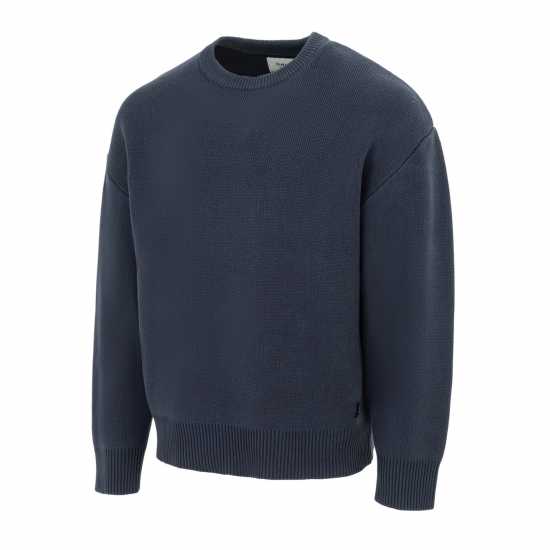 Firetrap Crew Neck Sweater Knitted Jumper Men Морска синьо Мъжки горнища на анцуг