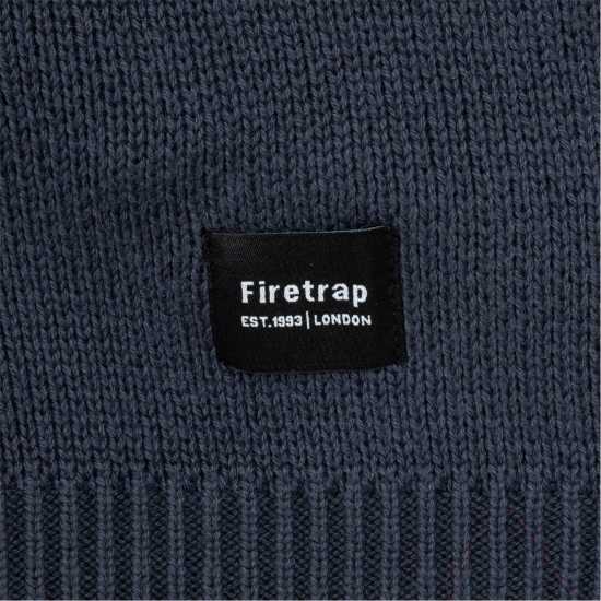 Firetrap Crew Neck Sweater Knitted Jumper Men Морска синьо Мъжки горнища на анцуг
