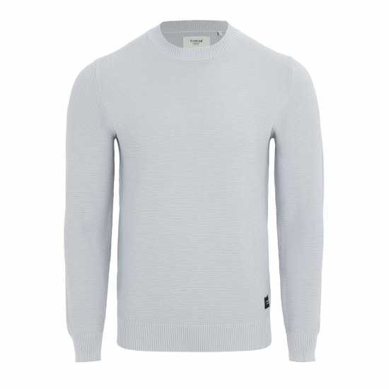 Firetrap Блуза С Обло Деколте Crew Neck Jumper Knitted Pullover Men Светло сиво Мъжки горнища на анцуг