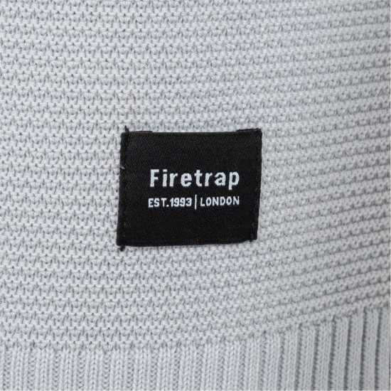Firetrap Блуза С Обло Деколте Crew Neck Jumper Knitted Pullover Men Светло сиво Мъжки горнища на анцуг