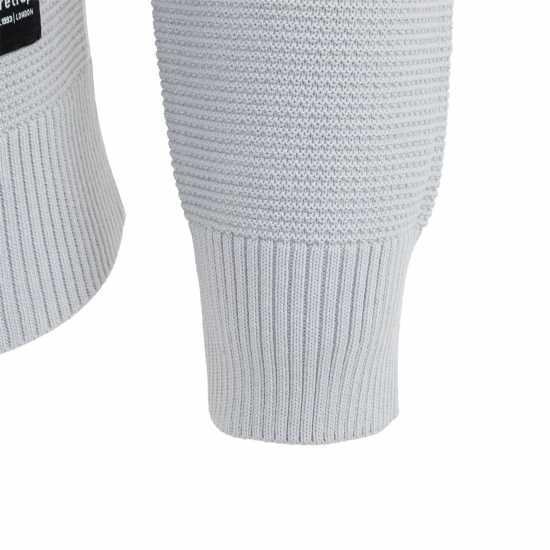 Firetrap Блуза С Обло Деколте Crew Neck Jumper Knitted Pullover Men Светло сиво Мъжки горнища на анцуг