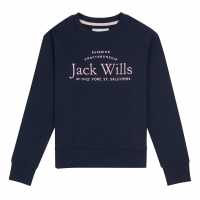 Jack Wills Script Crew Sweatshirt Navy Blazer Детски горнища и пуловери