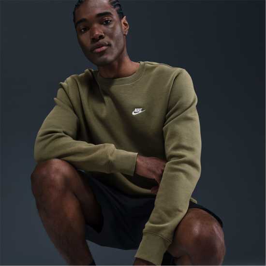 Мъжки горнища на анцуг Nike Sportswear Club Crew Олива/Бяло Nike Sportswear Club Crew Олива/Бяло Мъжки горнища на анцуг