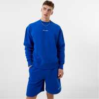 Jack Wills Minimal Graphic Crew Sweater Cobalt Мъжко облекло за едри хора