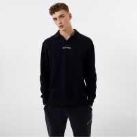 Jack Wills Minimal Graphic Collar Sweater Black Мъжко облекло за едри хора