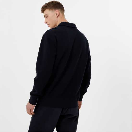 Jack Wills Minimal Graphic Collar Sweater Black Мъжко облекло за едри хора