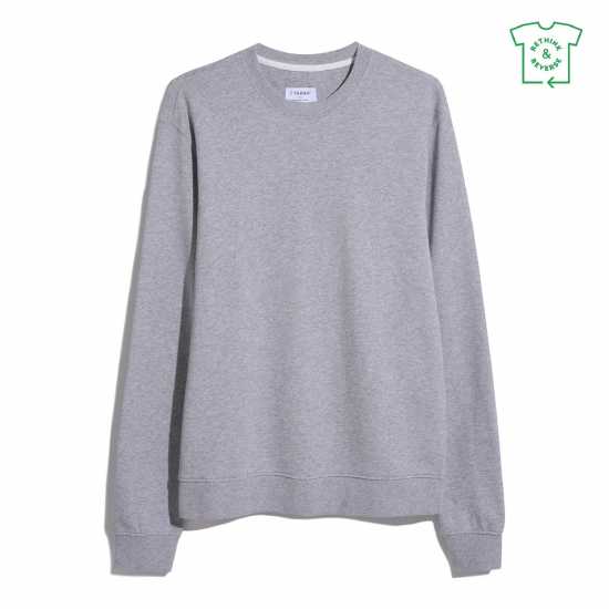 Блуза Обло Деколте Farah Farah Fulwood Organic Crew Neck Sweatshirt Светло сиво мръл Мъжки горнища на анцуг