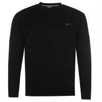 Sale Мъжки Пуловер Обло Деколте Slazenger Fleece Crew Sweater Mens Black Мъжки пуловери и жилетки