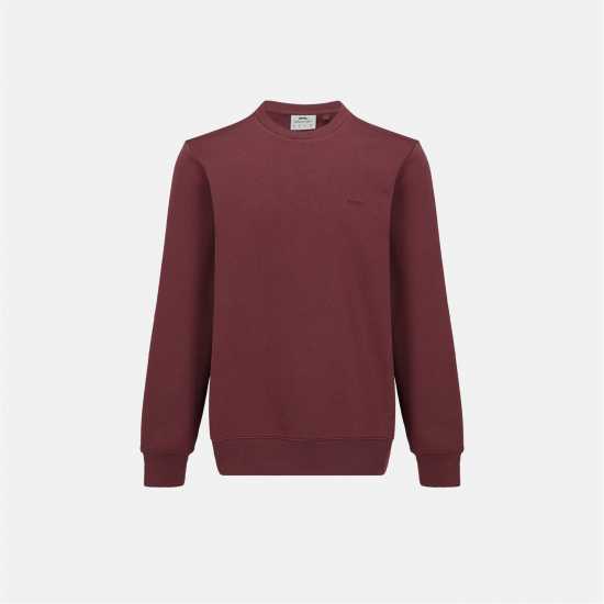Slazenger Мъжки Пуловер Обло Деколте Fleece Crew Sweater Mens Burgundy Мъжки горнища на анцуг