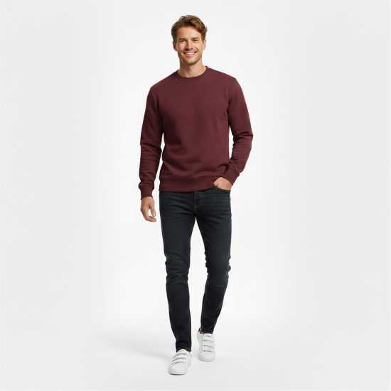 Slazenger Мъжки Пуловер Обло Деколте Fleece Crew Sweater Mens Burgundy Мъжки горнища на анцуг