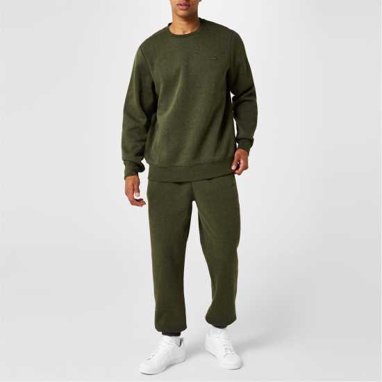 Slazenger Мъжки Пуловер Обло Деколте Fleece Crew Sweater Mens Khaki Marl Мъжко облекло за едри хора