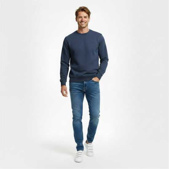 Slazenger Мъжки Пуловер Обло Деколте Fleece Crew Sweater Mens Steel Blue Мъжки горнища на анцуг