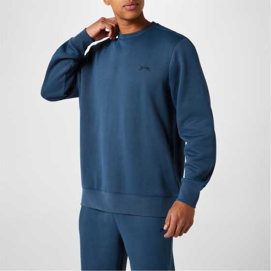 Slazenger Мъжки Пуловер Обло Деколте Fleece Crew Sweater Mens Steel Blue Мъжко облекло за едри хора