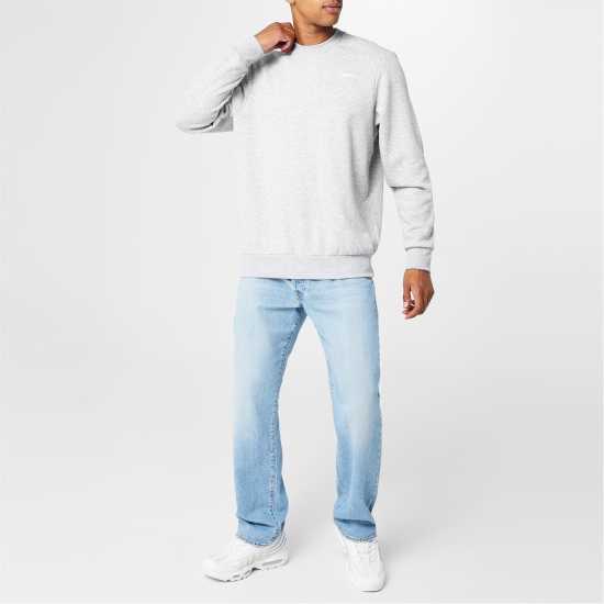 Slazenger Мъжки Пуловер Обло Деколте Fleece Crew Sweater Mens Сив марл Мъжки горнища на анцуг