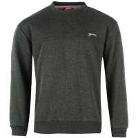 Sale Мъжки Пуловер Обло Деколте Slazenger Fleece Crew Sweater Mens Charcoal Marl Мъжки пуловери и жилетки