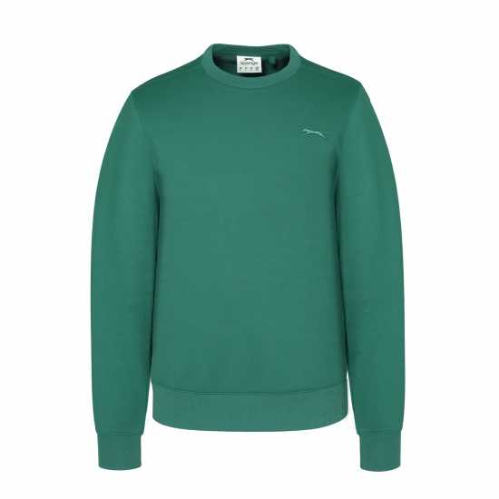 Slazenger Мъжки Пуловер Обло Деколте Fleece Crew Sweater Mens Green Мъжко облекло за едри хора
